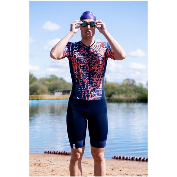 2026 HUUB Mens Collage Tri Suit COLTSNO - Navy / Orange